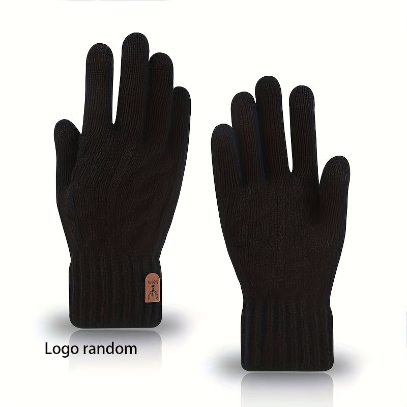 Men's Winter Touch Screen Gloves Thickened Warm Knitted Coldproof Windproof Glov