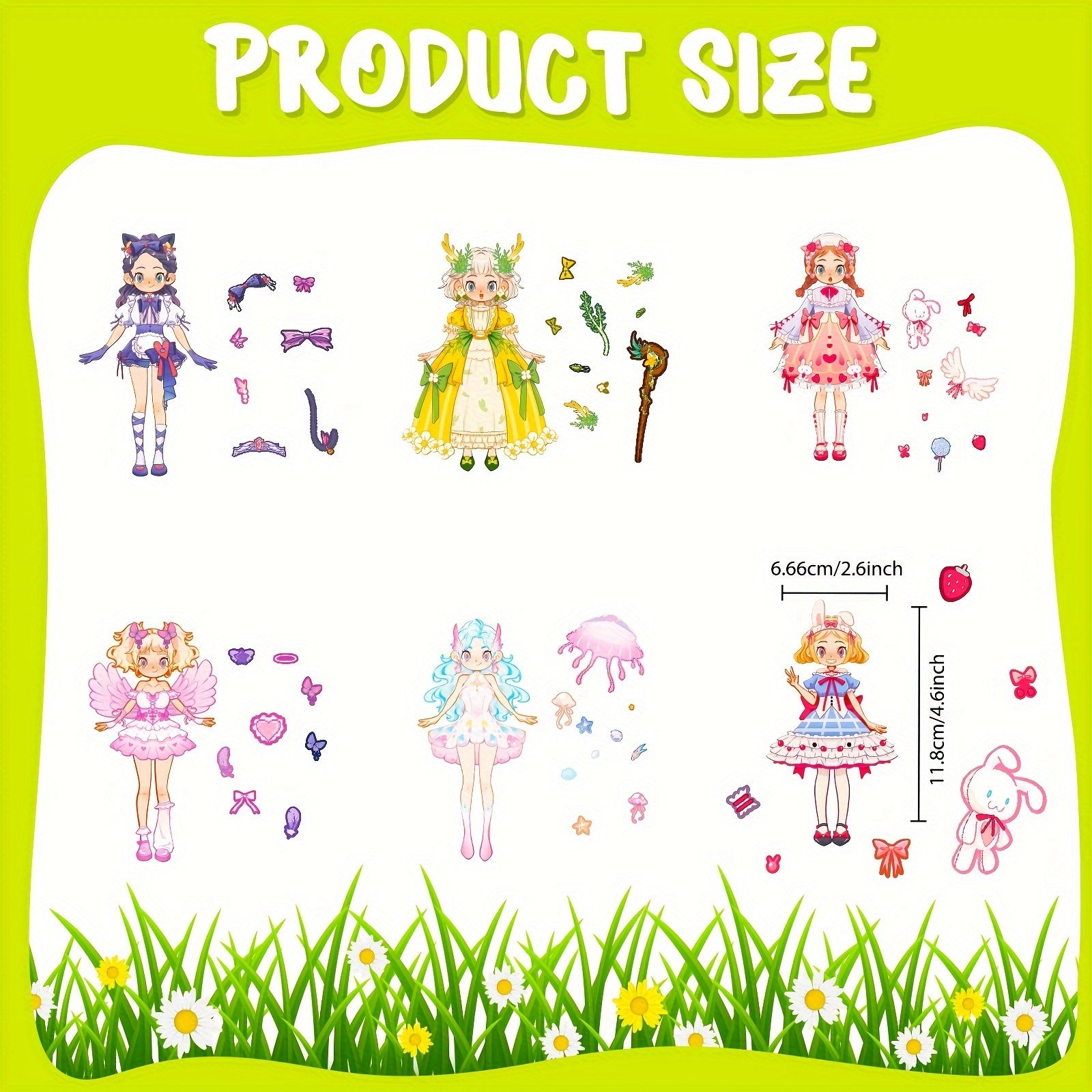 6 Sheets Cartoon Pink Beauty Stickers for Party Puzzle Fun DIY
