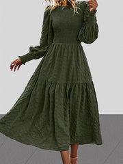  Solid Lantern Sleeve Maxi Dress