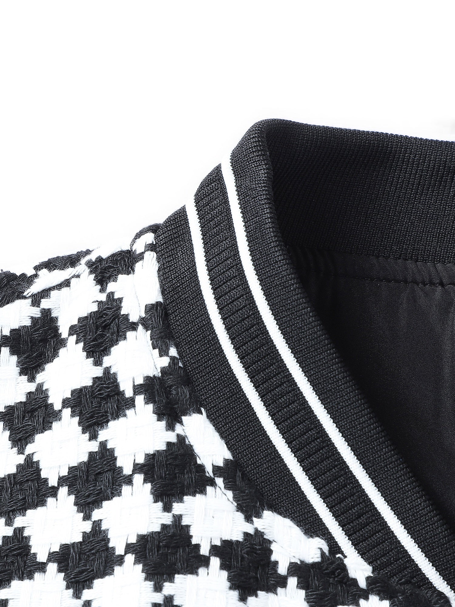 Checkerboard Pattern Varsity Jacket Men's Casual Baseball Collar Button Up Jacke