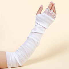 Lace Long Gloves Women Arm Sleeves Sunscreen UV Protection Fingerless Glove