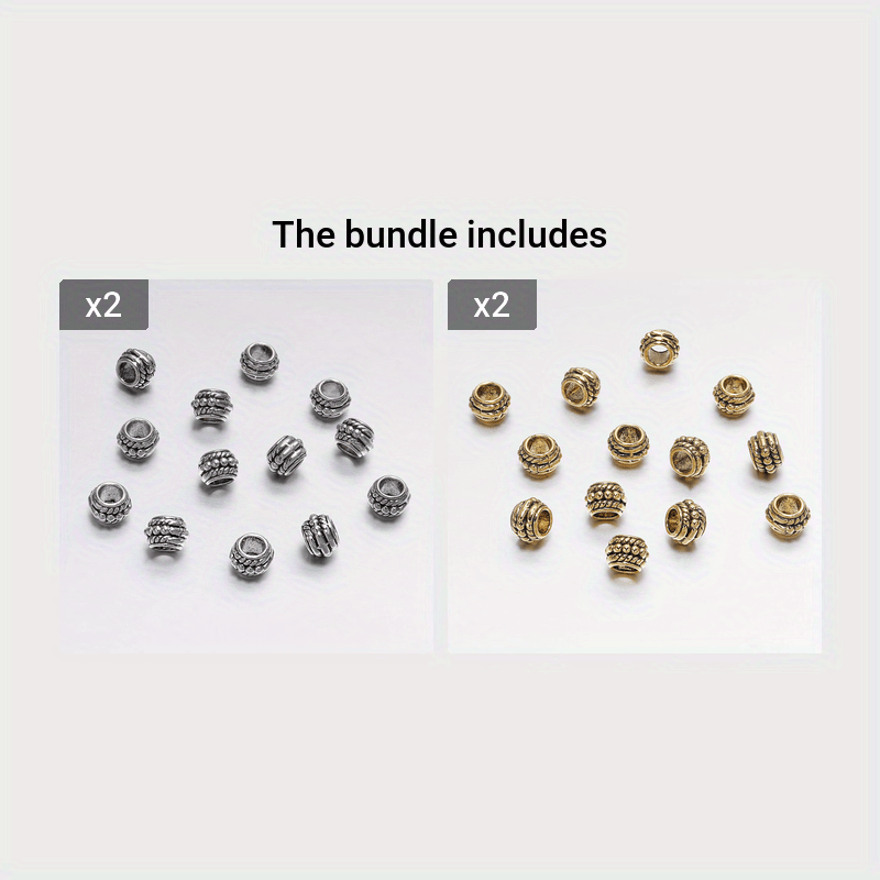 30pcs Golden Silver Plated Spacer Bead Big Hole Jewelry Making Findings