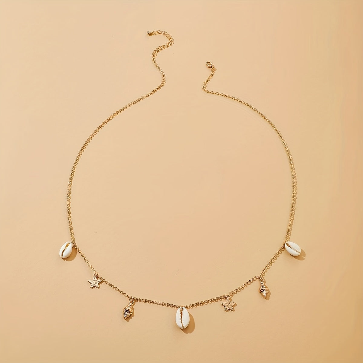 Metal Waist Chain with Shell Conch Starfish Tassel Pendant