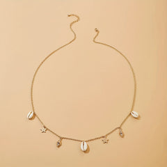 Metal Waist Chain with Shell Conch Starfish Tassel Pendant