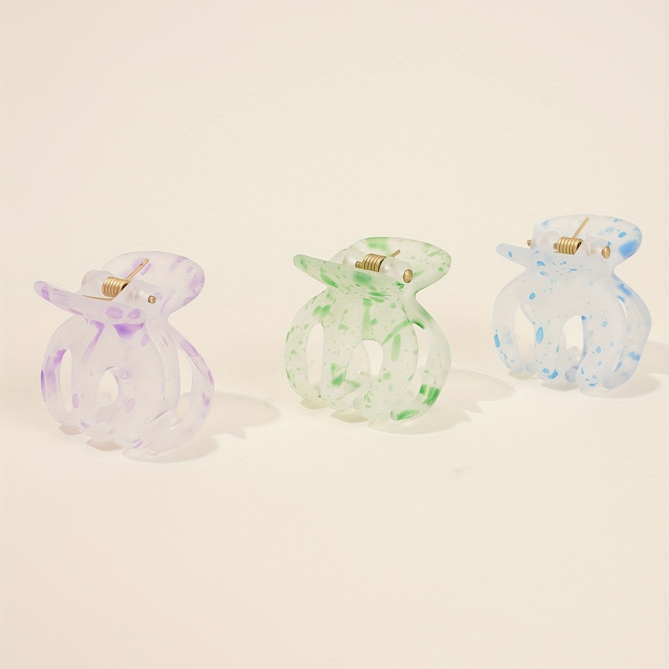 6pcs Transparent Dotted Hair Claw Mini Shark Claw Clip Hair Accessories