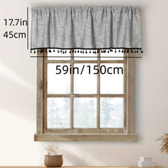1PC Linen Curtain Head Short Valance Gray Tassel Kitchen Curtain Small Curtain