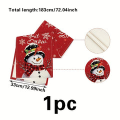 Christmas Snowman Table Flag - Red Retro Snowman Decoration