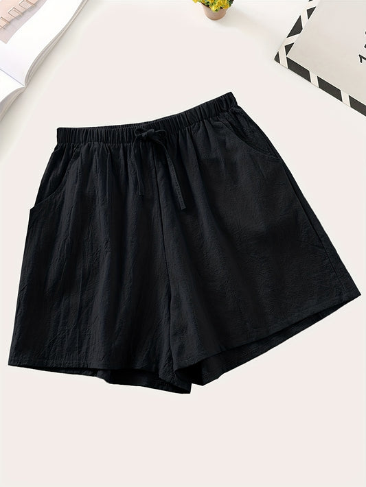 Solid Drawstring Waist Shorts for Spring & Summer Women's Clothing