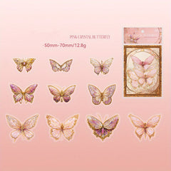 20pcs PET 3D Laser Golden Butterfly Stickers Decorative Decals Scrapbook Labels