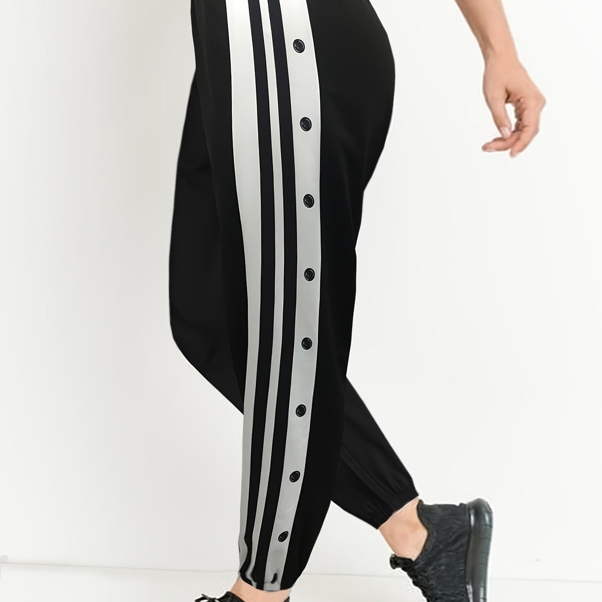 Women's Plus Side Striped Elastic Waist Stretch Joggers