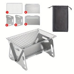 Compact Stainless Steel Charcoal Grill for Outdoor BBQs Camping Parties