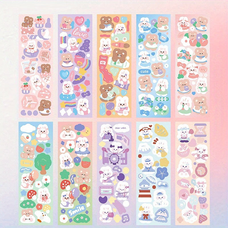 10pcs Cartoon Stickers DIY Laser Waterproof Self-adhesive Stickers