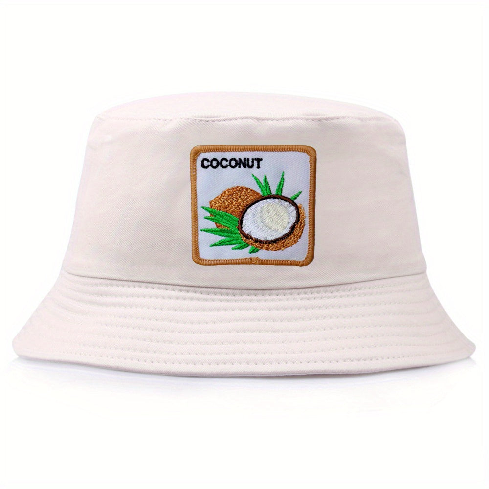 Coconut Embroidered Bucket Hat Unisex Sunshade Reversible Cap