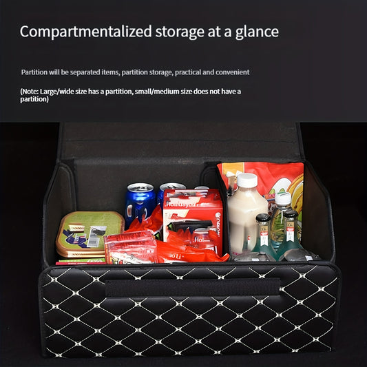 Car Trunk PU Leather Storage Box Foldable & Removable