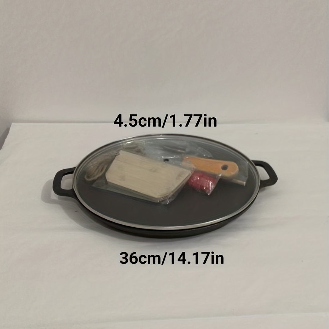 Cast Iron Pizza Pan with Lid 35 for Cooking Baking Grilling Kitchen Utensils