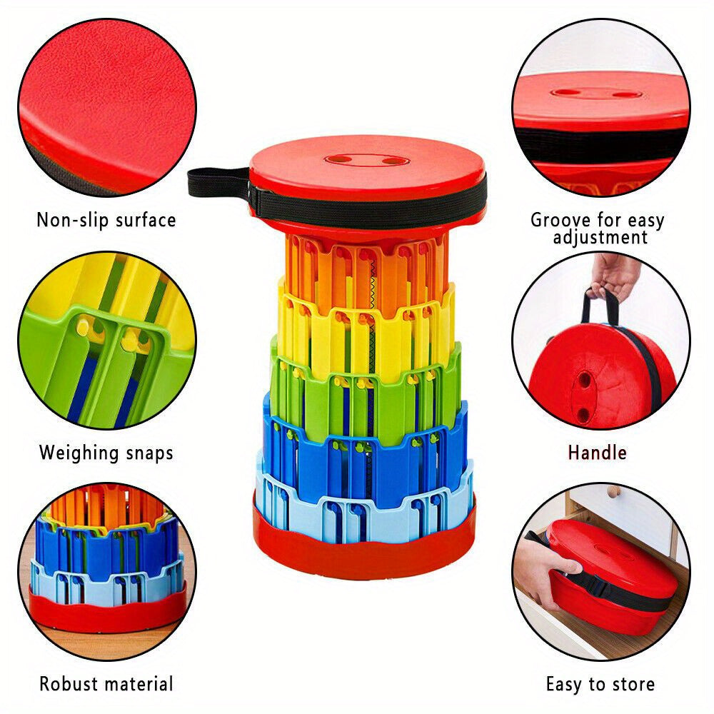 Rainbow Folding Stool Portable Retractable Stool For Camping
