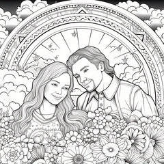 22pcs Romantic Countryside Coloring Book - Holiday Party Gift