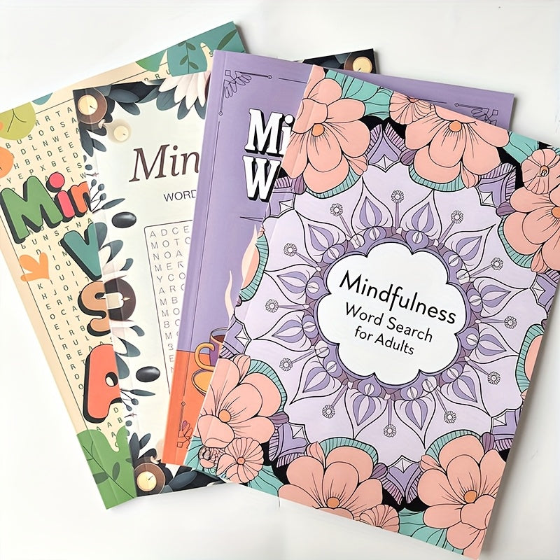 4pcs Mindfulness Word Puzzle Book for Adults
