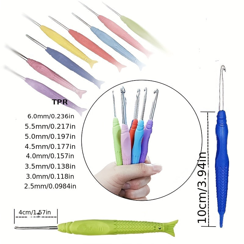 8pcs Sweater Needle Knitting Tools Crochet Fish Hook Set