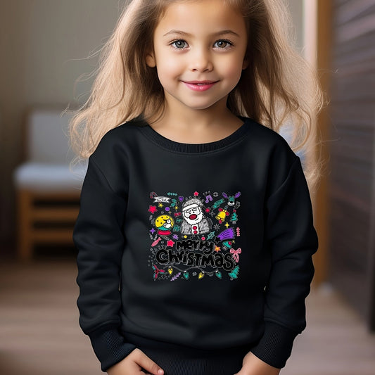 Christmas Cartoon Print Kids Sports Sweatshirt Top