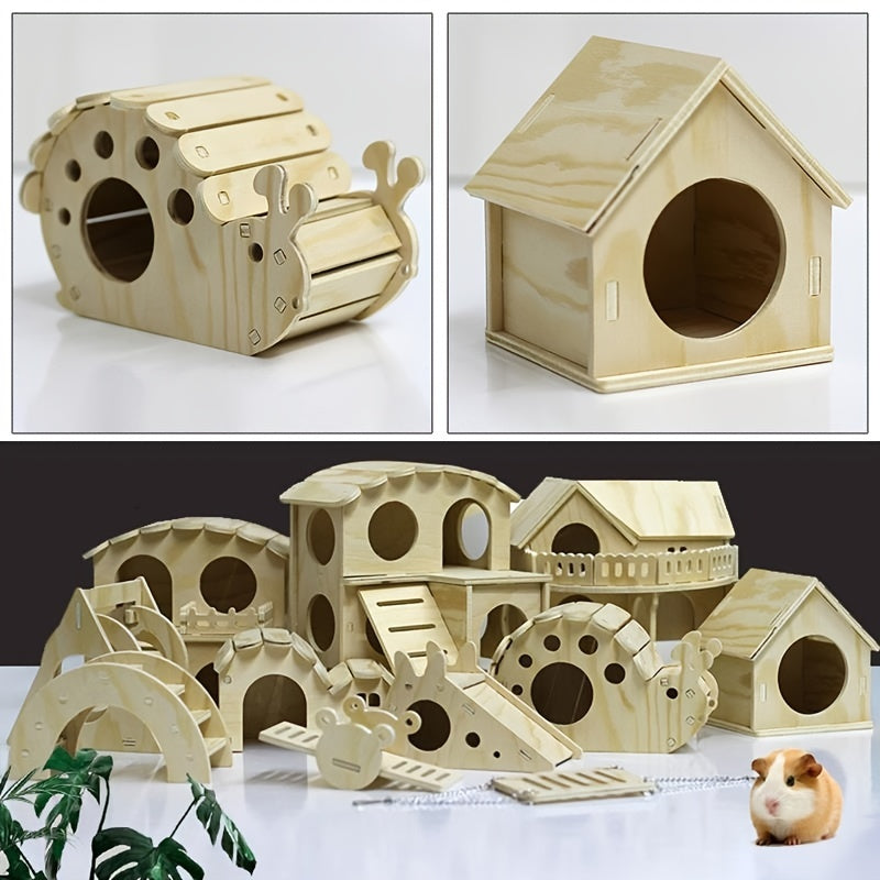 Hamster Wooden House Swing Nest Cage Supplies