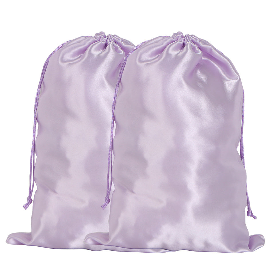 2pcs Large Satin Wig Bags for Hair Storage and Travel Drawstring Pouches