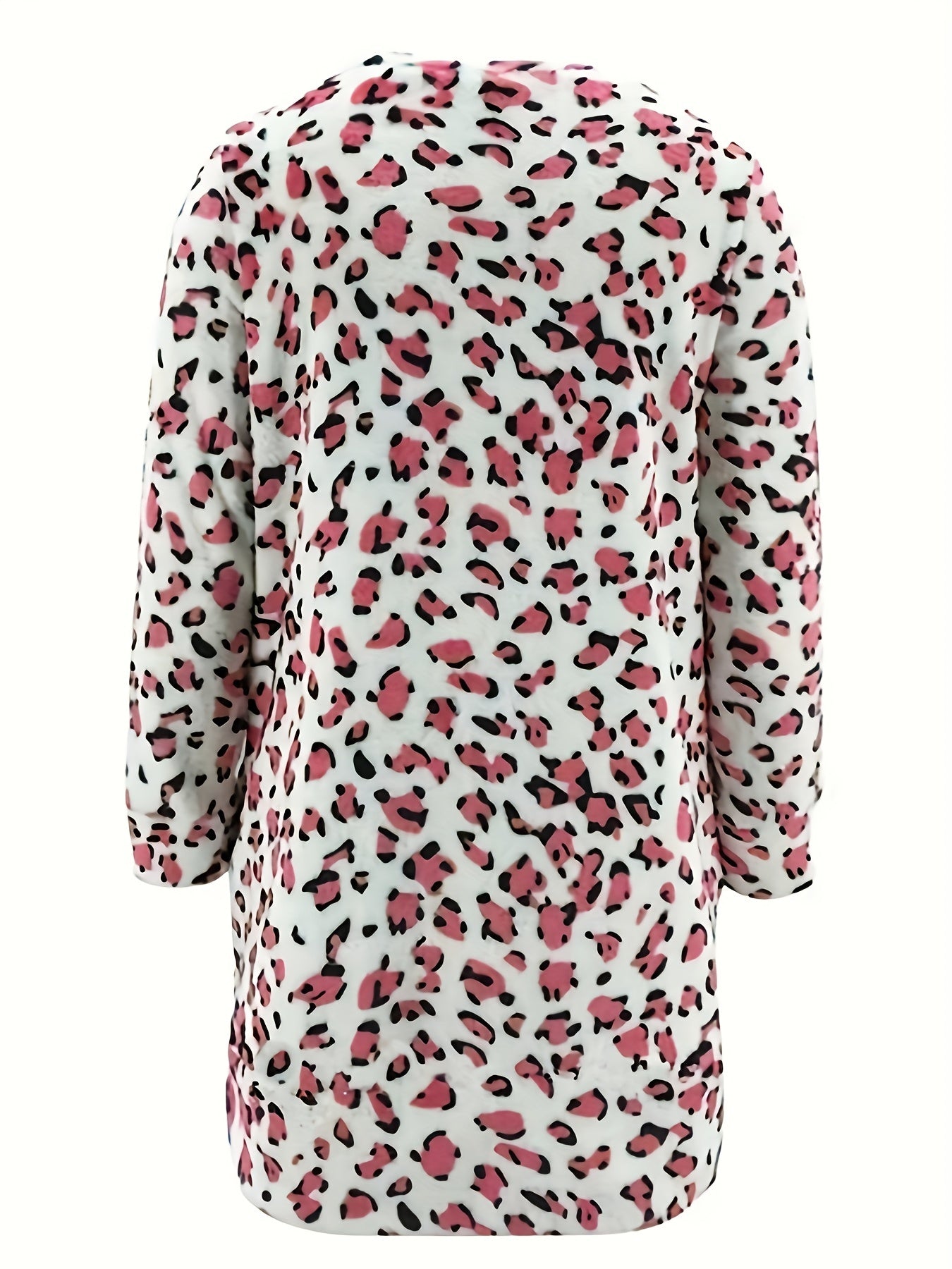  Leopard Print Long Sleeve Round Neck Casual Dress