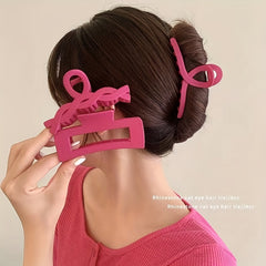 8pcs Rose Red Hair Claw Sweet Wavy Hair Clip Flower Shaped Jaw Claw