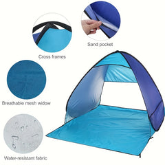Portable Beach Shade Tent For 2 People Quick Opening Stripe