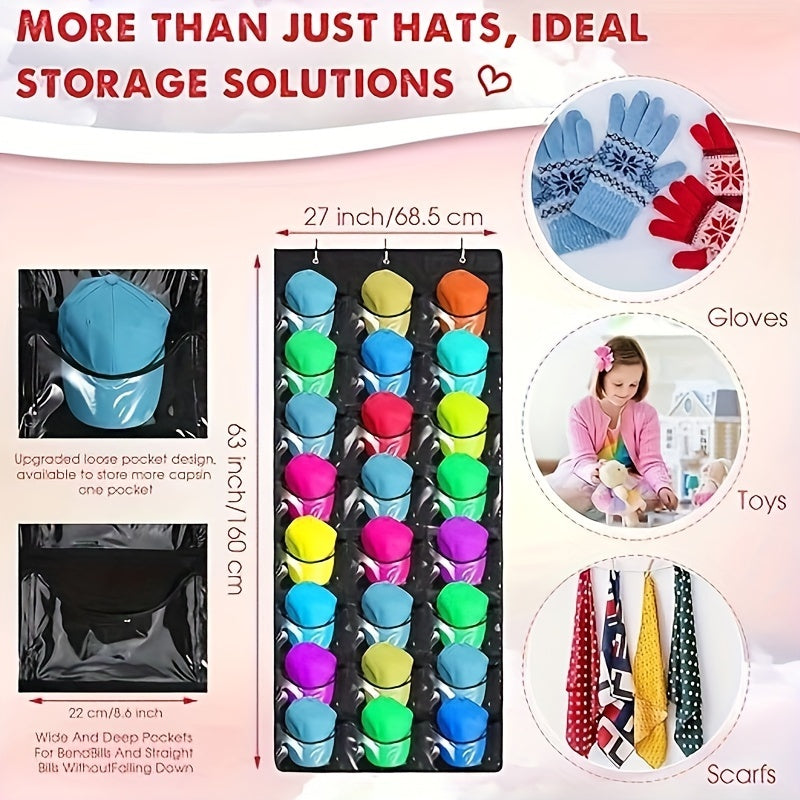 Baseball Hat Rack 24 Pockets Over The Door Organizer