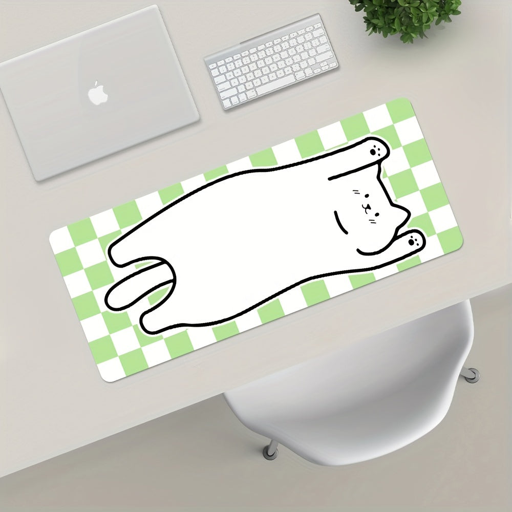 Green Plaid Cat Mouse Pad