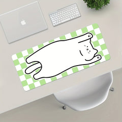 Green Plaid Cat Mouse Pad