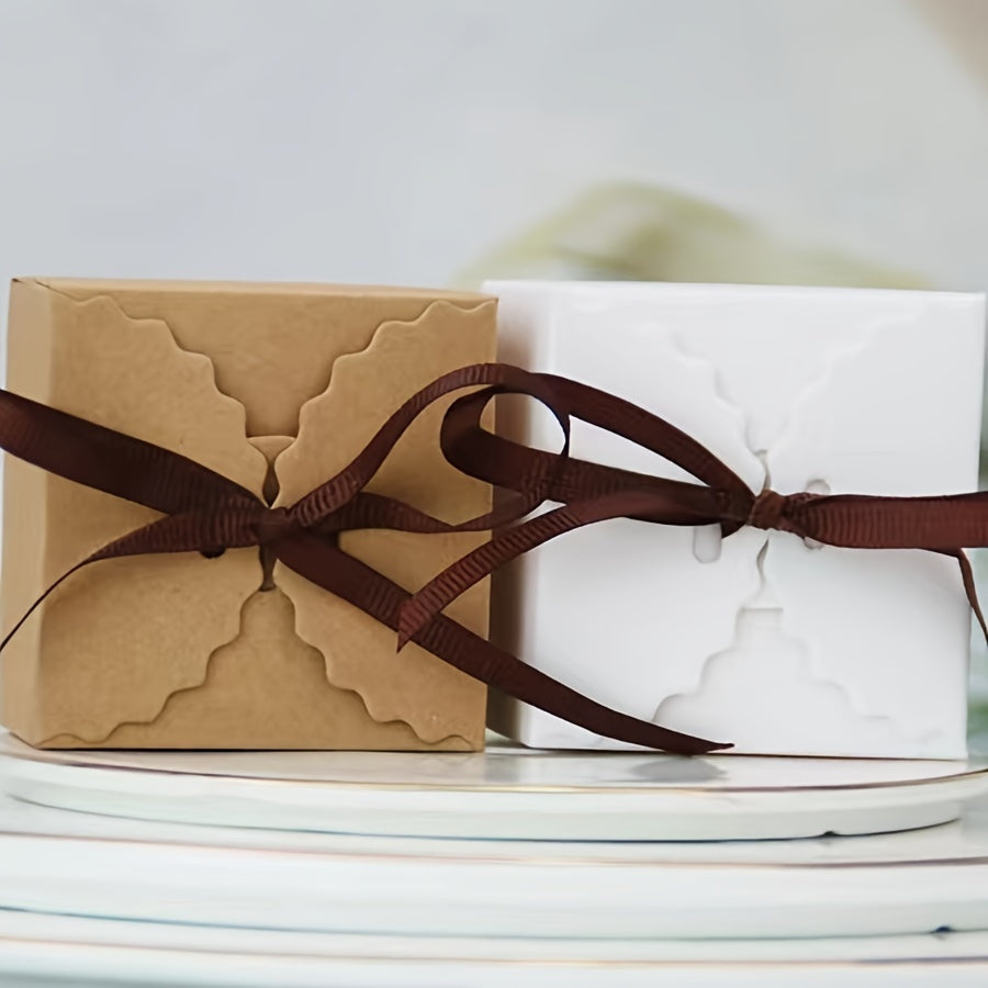 50pcs Wave Cowhide Carton Ribbon Bow Solid Hand