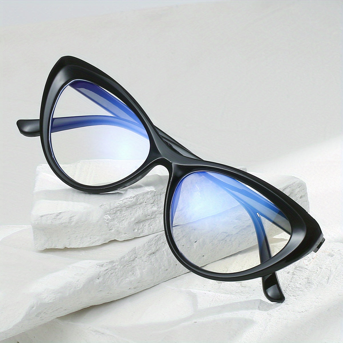 Cat Eye Clear Lens Glasses For Women - Triangle Anti Light Glasses