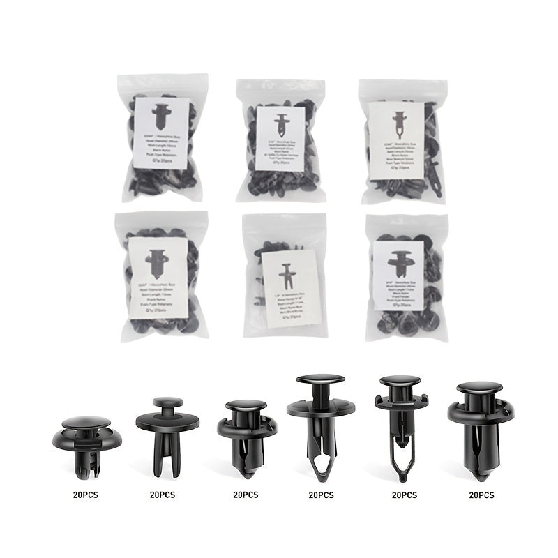 125pcs Nylon Bumper Push Fasteners + Removal Tool