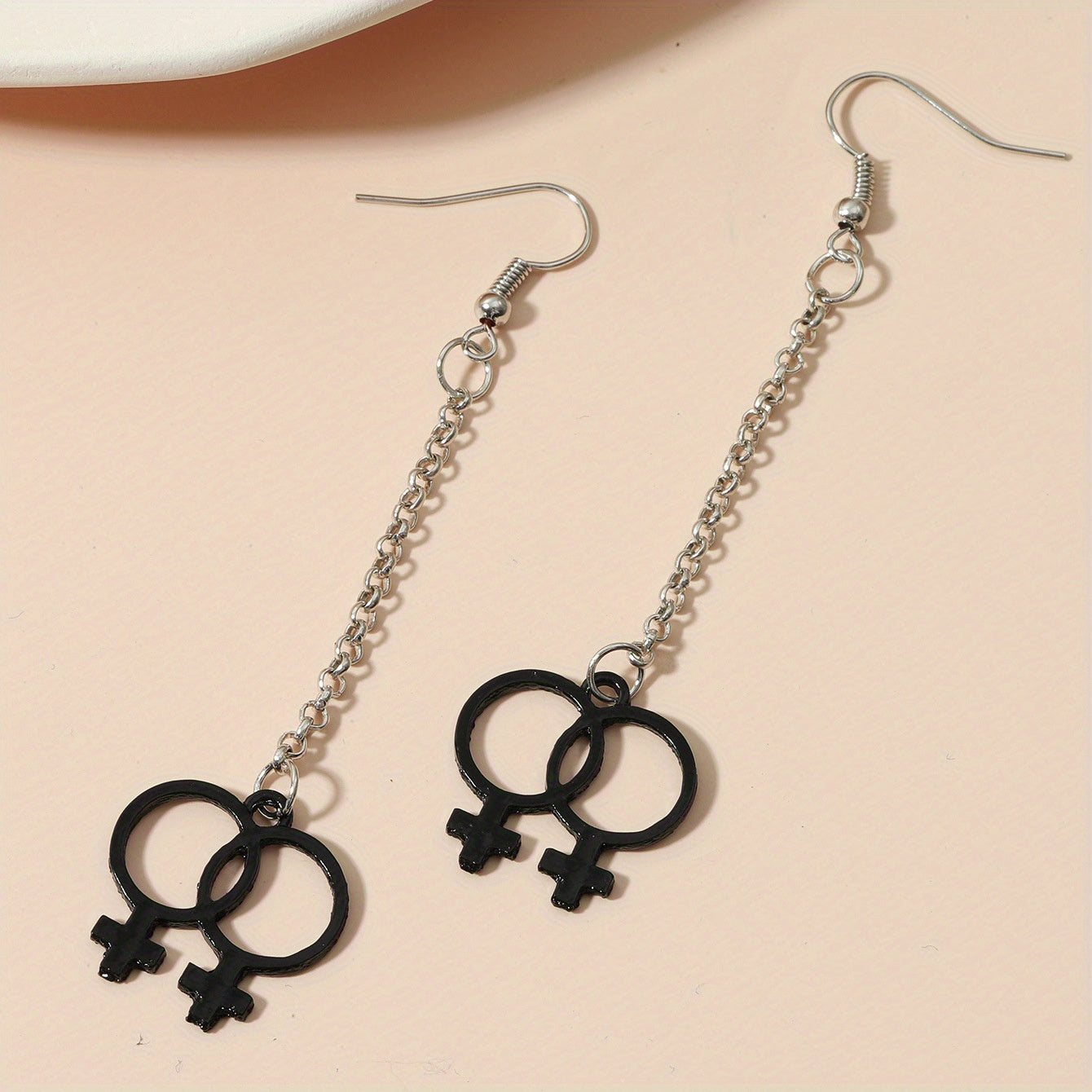Girl Symbol Long Chain Dangle Earrings Minimalist Style Alloy Jewelry Gift