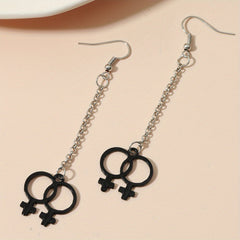 Girl Symbol Long Chain Dangle Earrings Minimalist Style Alloy Jewelry Gift