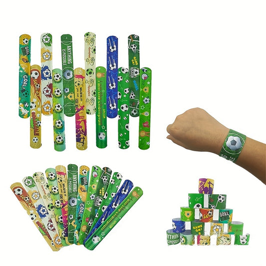 12pcs Soccer Pattern Slap Bracelet for Soccer Party