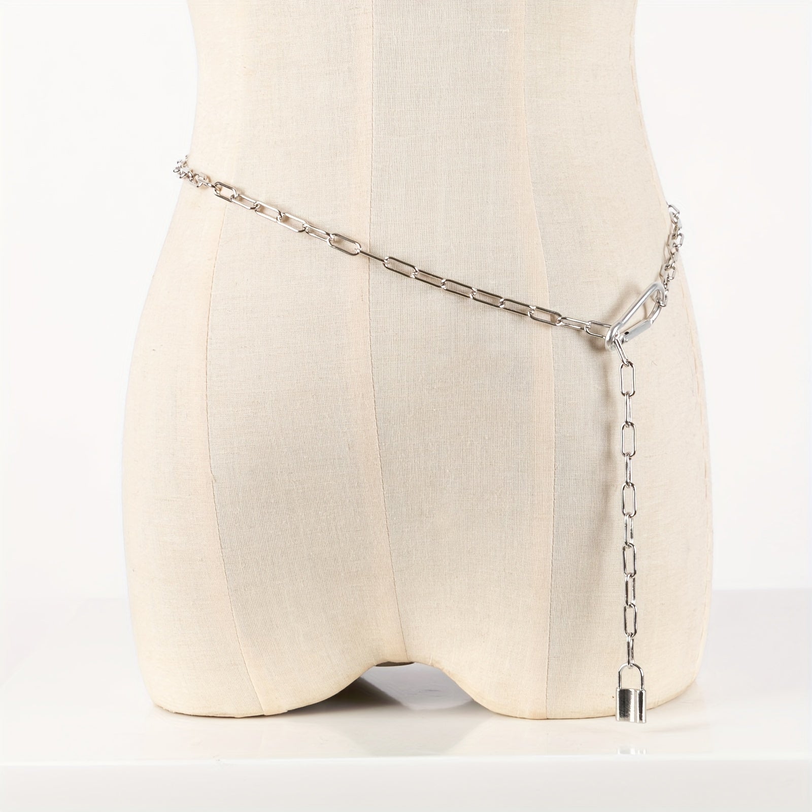 Punk Metal Waist Chain Hip Hop Hollow Belly Chain Lock Pendant
