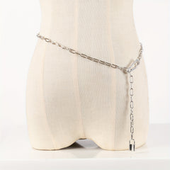 Punk Metal Waist Chain Hip Hop Hollow Belly Chain Lock Pendant