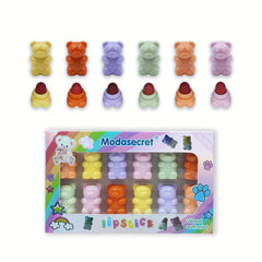 12 Pcs Bear Lipstick Set Long Lasting Waterproof Lip Tint for Women Girls