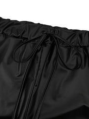 Plus Size Faux Leather Hoodie & Pants Set