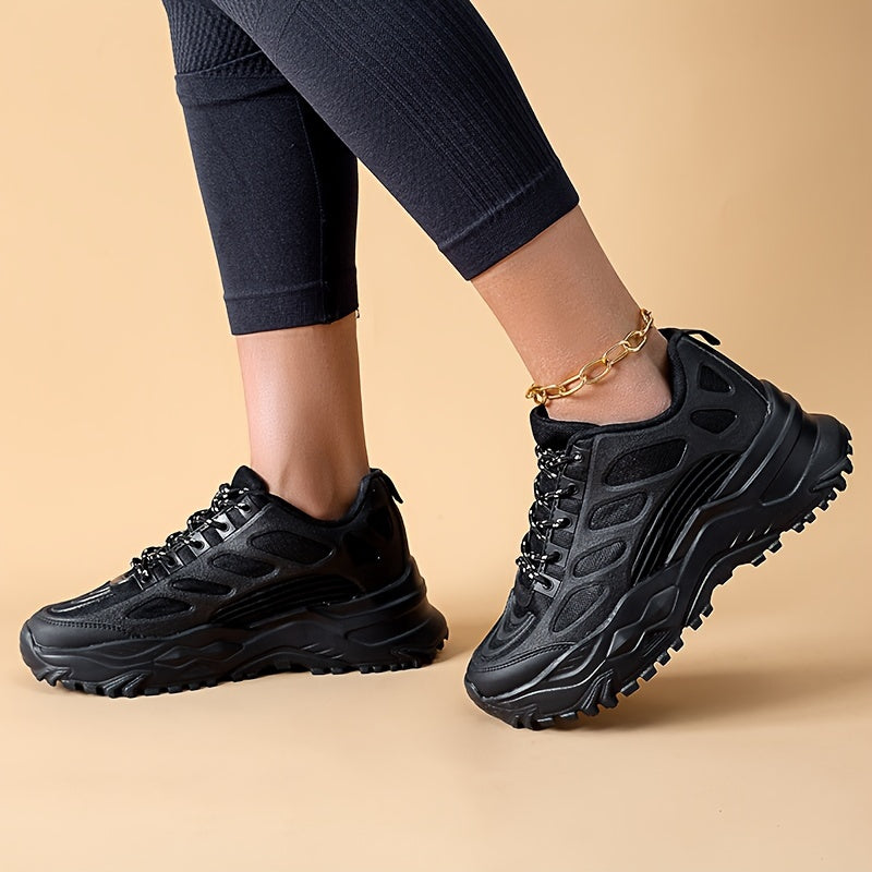 Knit Casual Sports Sneakers Thick Sole Running Shoes Women's Footwear