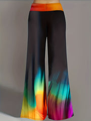  Rainbow Print Wide Leg Trousers