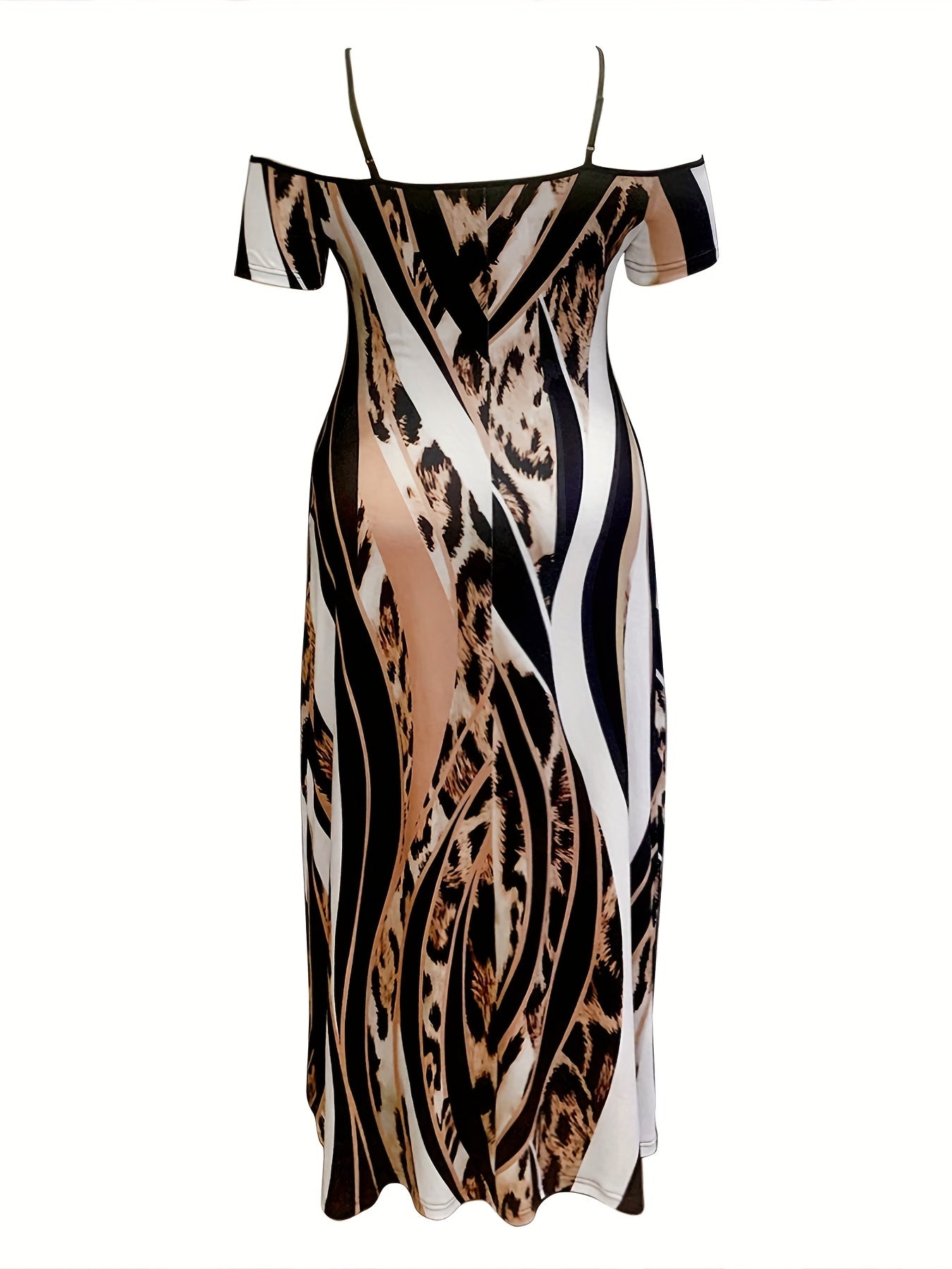  Colorblock Leopard Print Maxi Dress