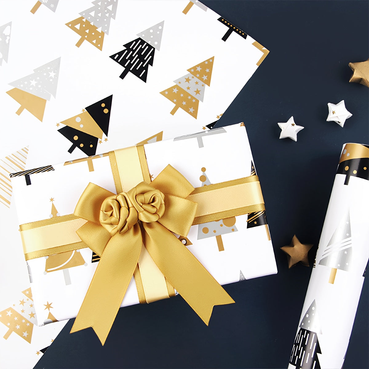 50 Merry Christmas Gift Wrapping Paper Christmas Tree Snowman Background