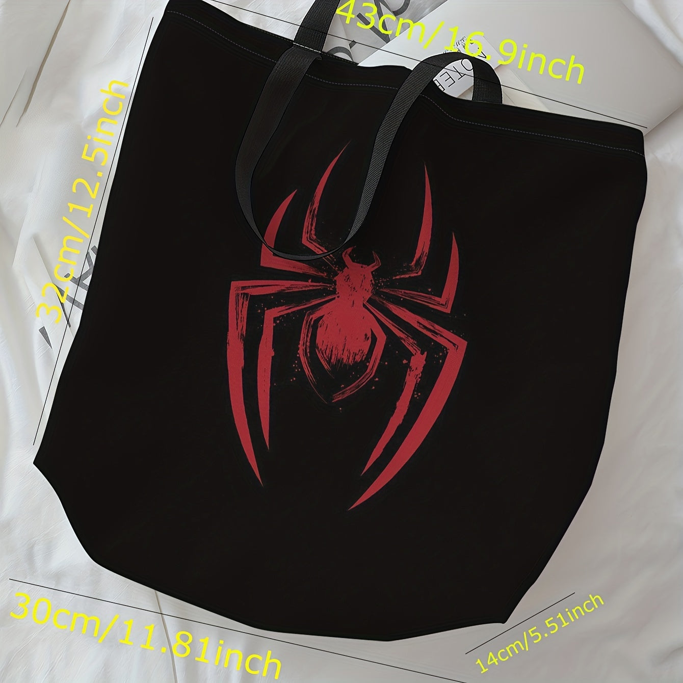 Halloween Spider Print Tote Bag - Large Travel Beach Shoulder Bag