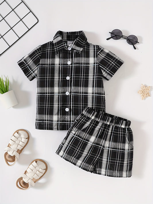 Baby Boy Casual Set Plaid Shirt & Shorts