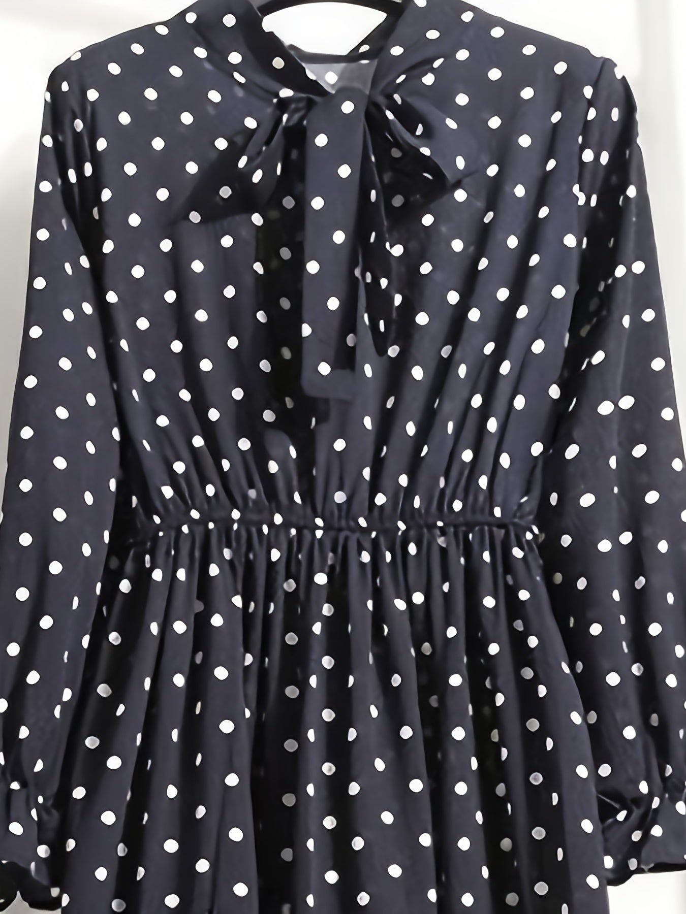 Polka Dot Print Bow Front Maxi Dress Plus Size Women's Long Dress