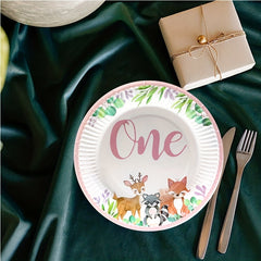 Wild One Jungle Animal 1st Birthday Set for Girls